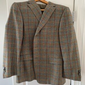 Classic Men's Green Plaid Wool Blazer